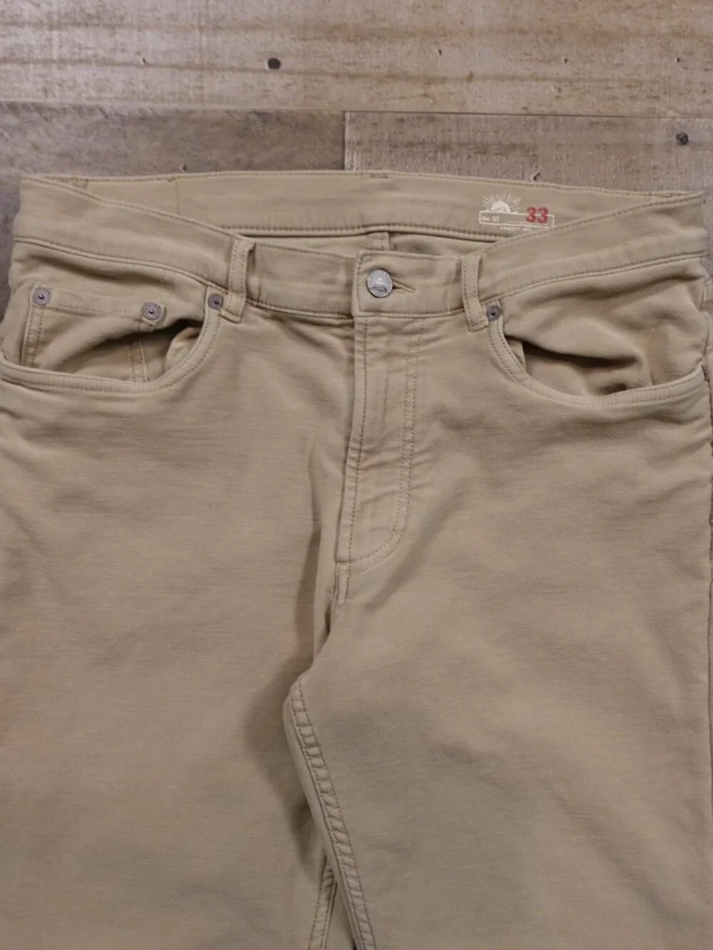 Faherty Brand Five-Pocket Pants Men’s 33 Beige Khaki Stretch Casual Straight